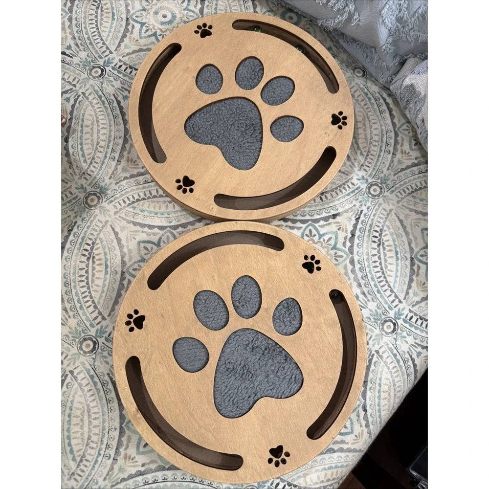 Set Of 2 Cat Track Toy Marbles Scratching Pad Puzzle Pet Tier Game Chase